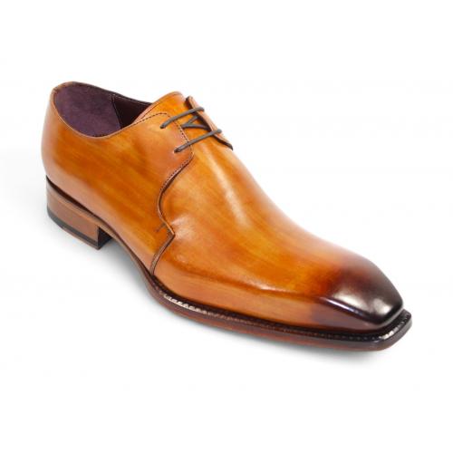 Emilio Franco "Franco" Cognac Genuine Italian Calf Leather Lace-Up Dress Shoes.